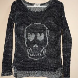 Pink rose skull knit sweater